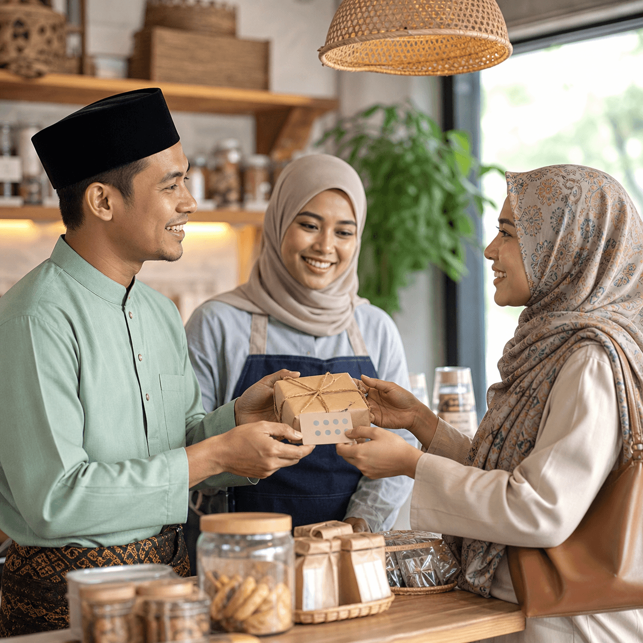 Customer receiving loyalty rewards at checkout