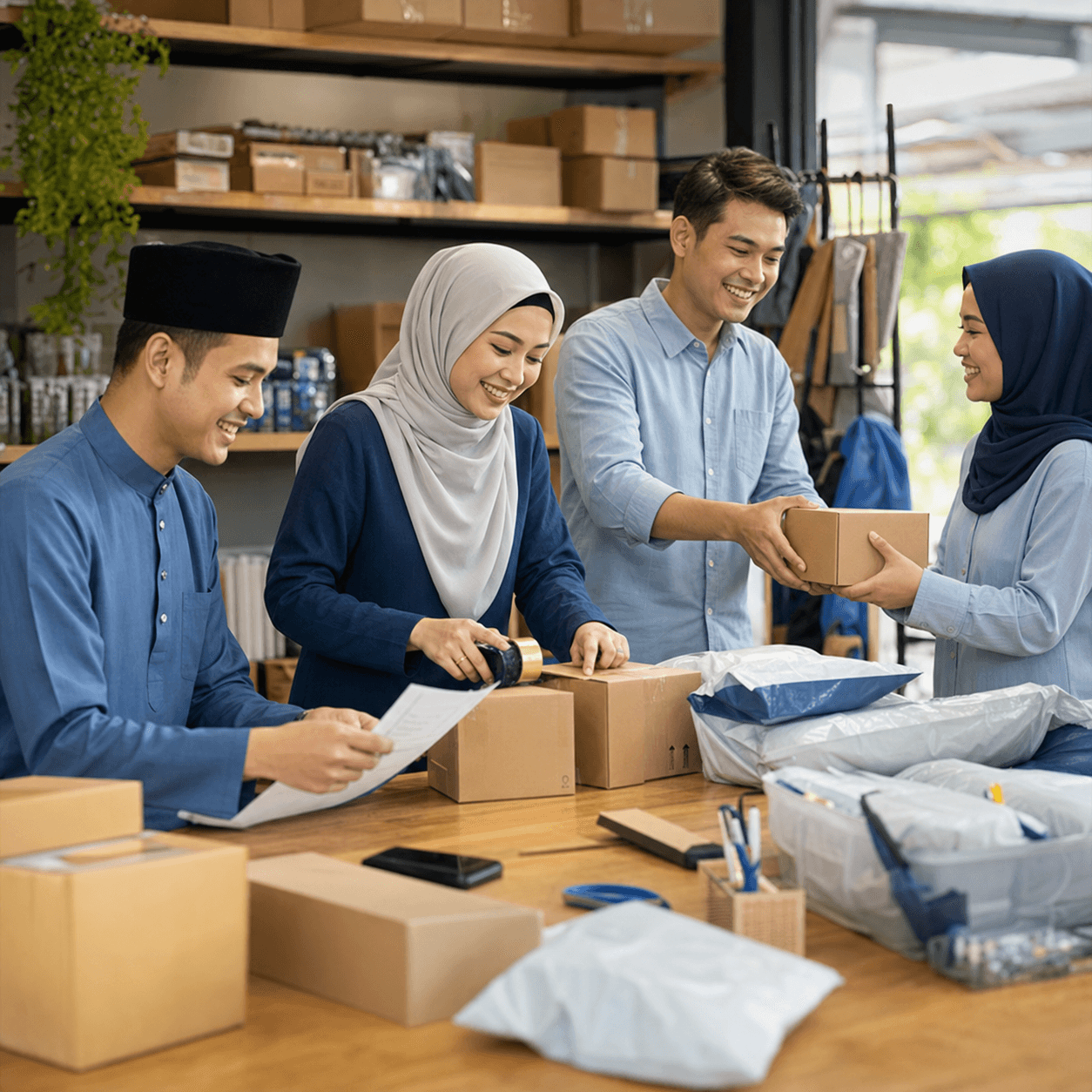Seller organizing customer orders