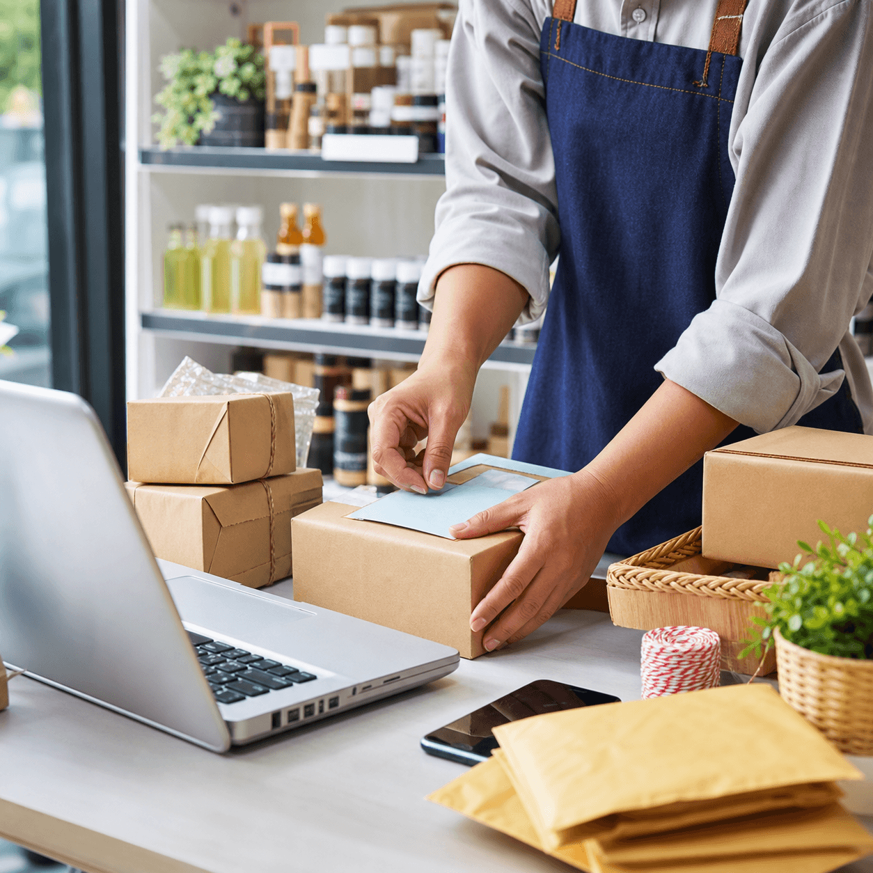 Merchant packing online orders
